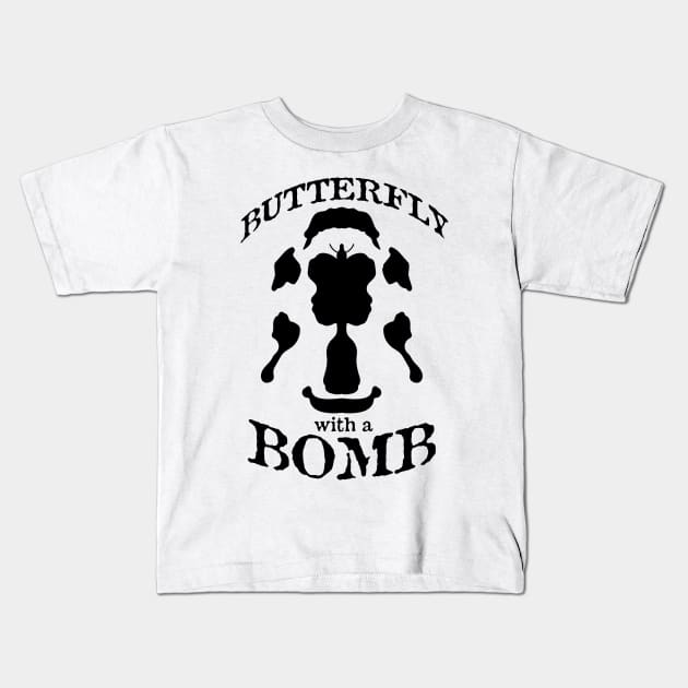 Butterfly with a Bomb Kids T-Shirt by Meta Cortex